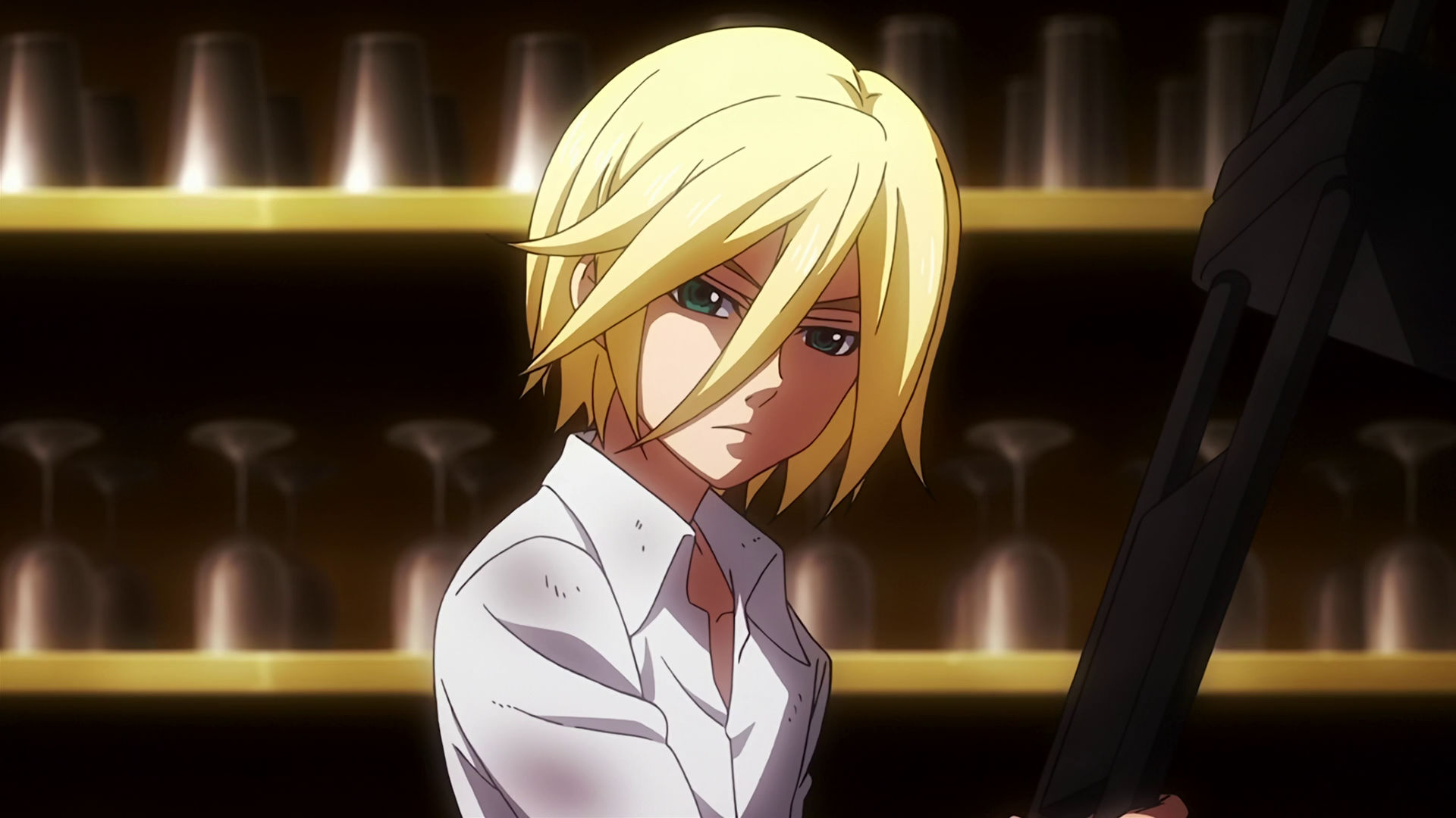 Young McGillis wearing dirty clothes holding a wooden chair