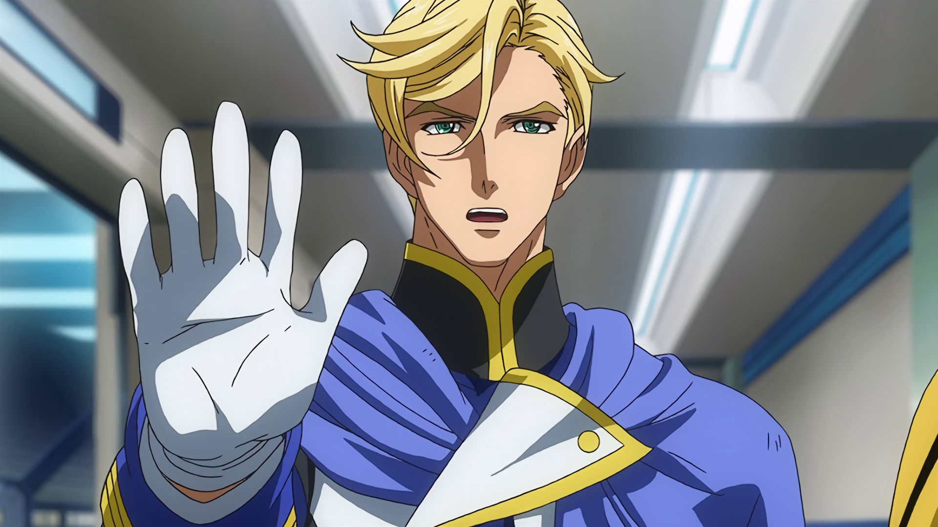 McGillis holding his hand up in a "Stop" motion