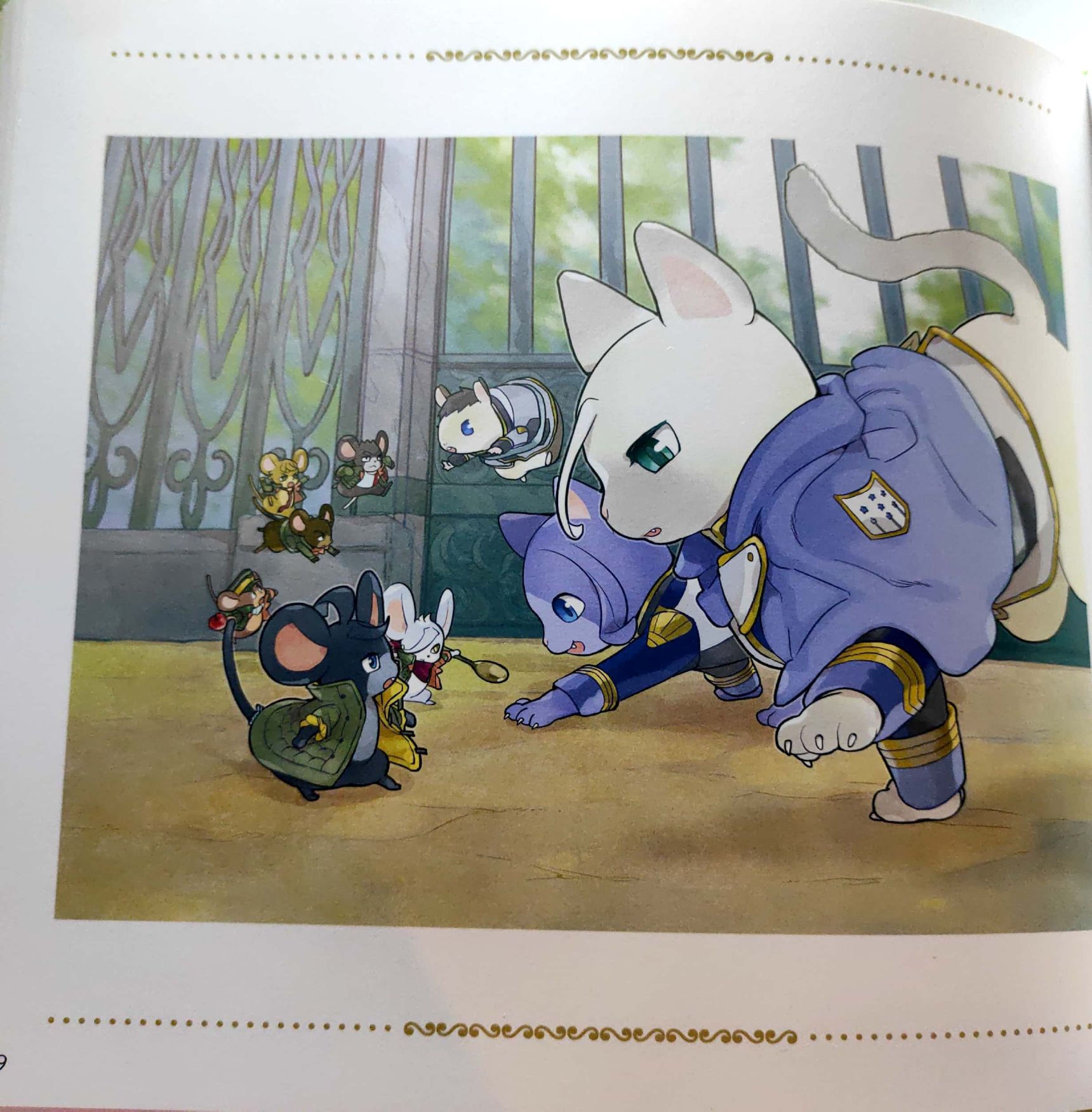 Rat Mikazuki, Orga, Biscuit, Eugene, Shino and Akihiro confronting hamster Ein, cat Gaelio and McGillis.