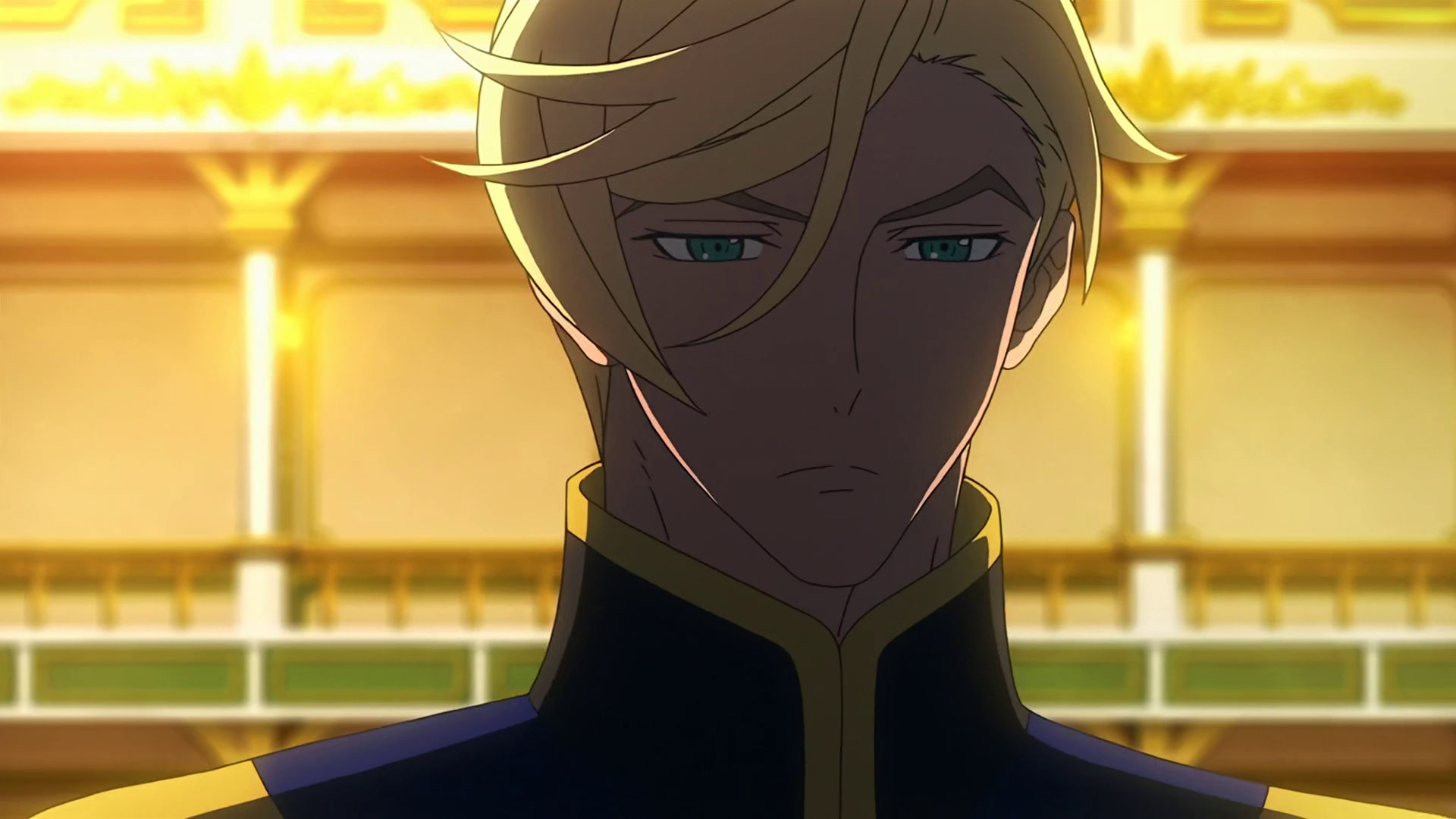 McGillis' face is covered by shadows, he looks sad.