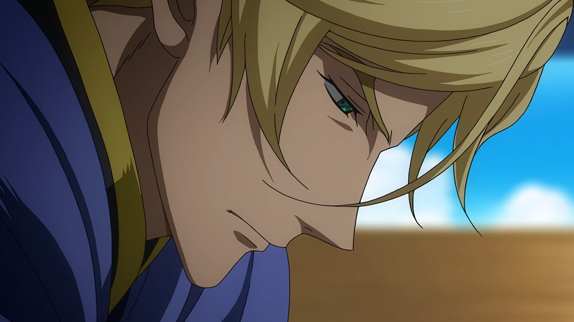 A closeup of McGillis face, he looks sad