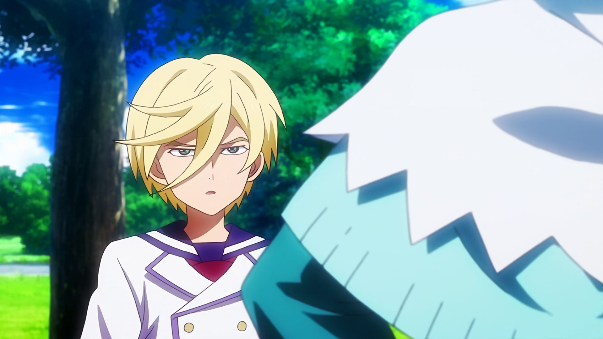 Young McGillis looking confused at Carta who is mostly outside frame.