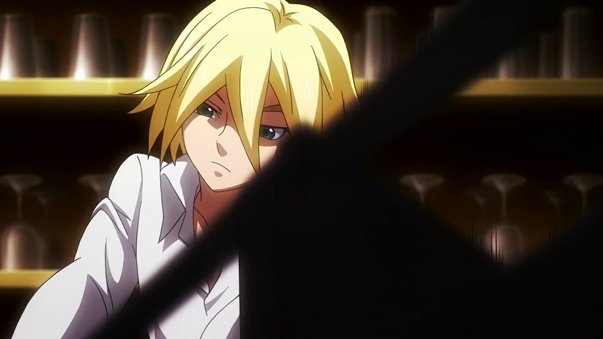 Young McGillis swinging a wooden chair