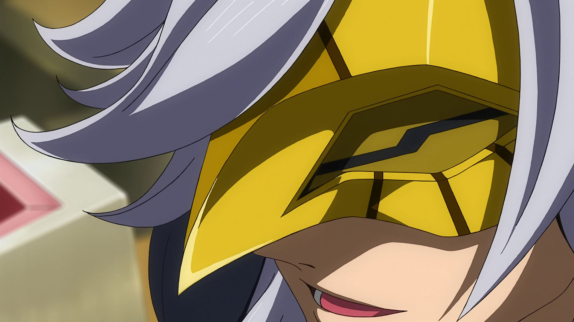 A closeup of McGillis wearing Montag's mask