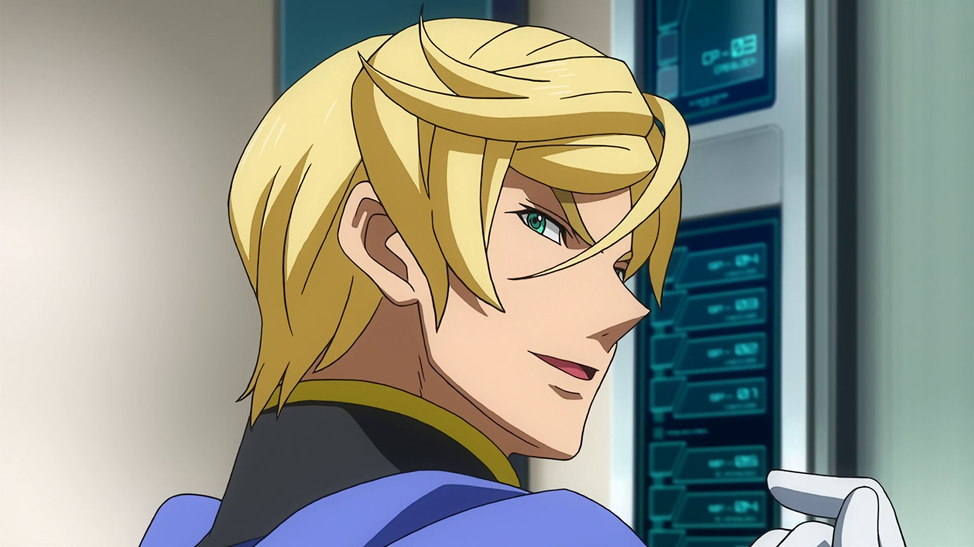 McGillis looking behind him, he is smiling deviously 