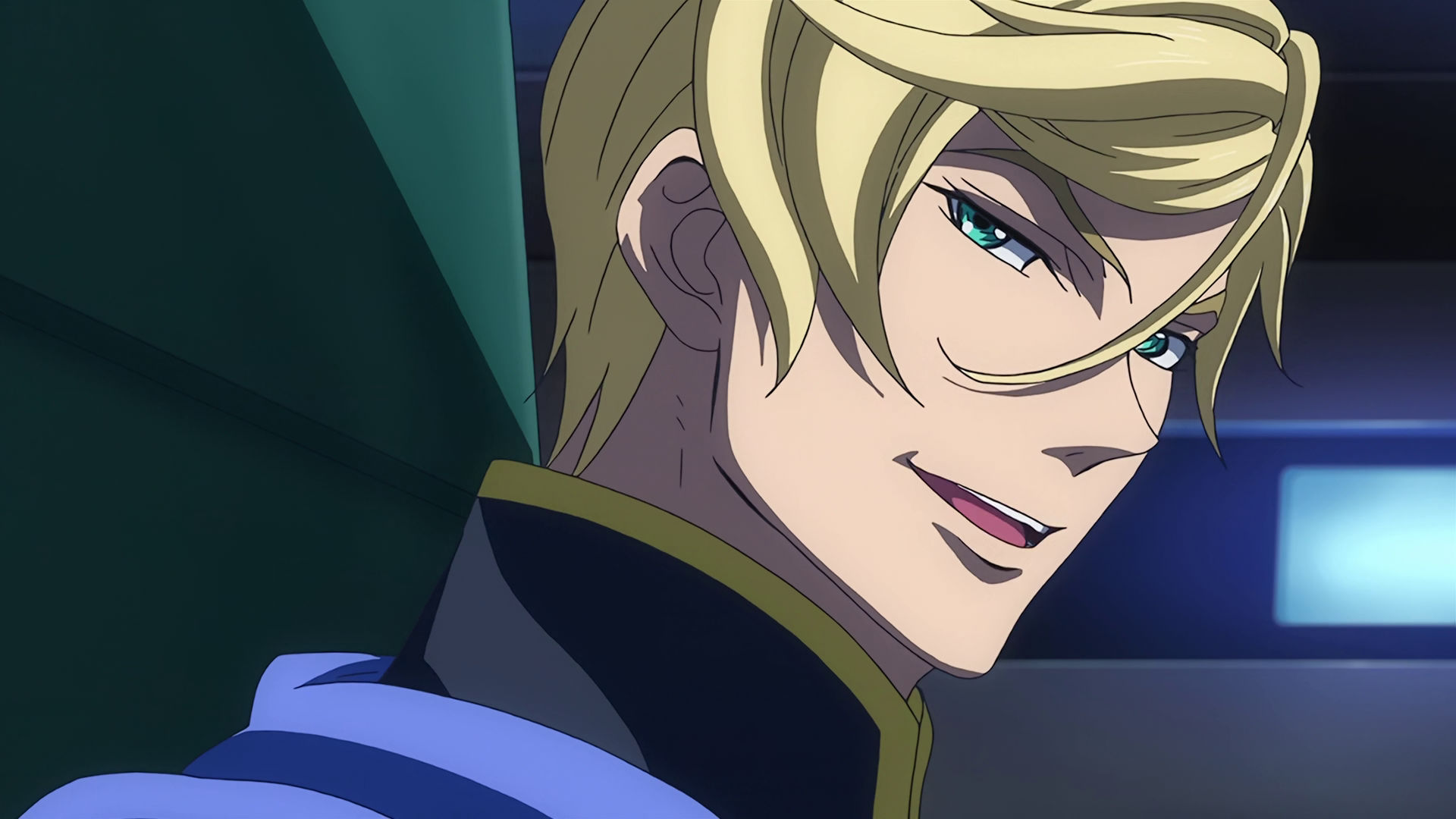 Closeup of McGillis face, he is smirking